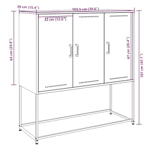 Skříň highboard hořčicově žlutá 100,5 x 39 x 107 cm ocel - obrázek 14