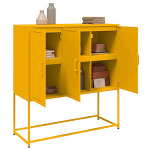 Skříň highboard hořčicově žlutá 100,5 x 39 x 107 cm ocel - obrázek 4