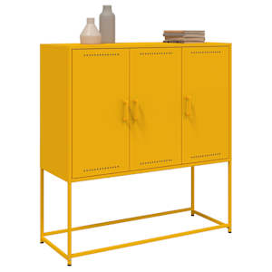 Skříň highboard hořčicově žlutá 100,5 x 39 x 107 cm ocel - obrázek 5