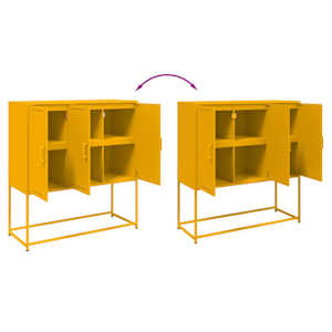 Skříň highboard hořčicově žlutá 100,5 x 39 x 107 cm ocel - obrázek 9