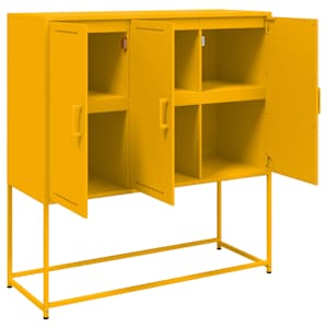 Skříň highboard hořčicově žlutá 100,5 x 39 x 107 cm ocel - obrázek 10