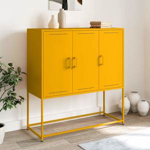 Skříň highboard hořčicově žlutá 100,5 x 39 x 107 cm ocel - obrázek 1