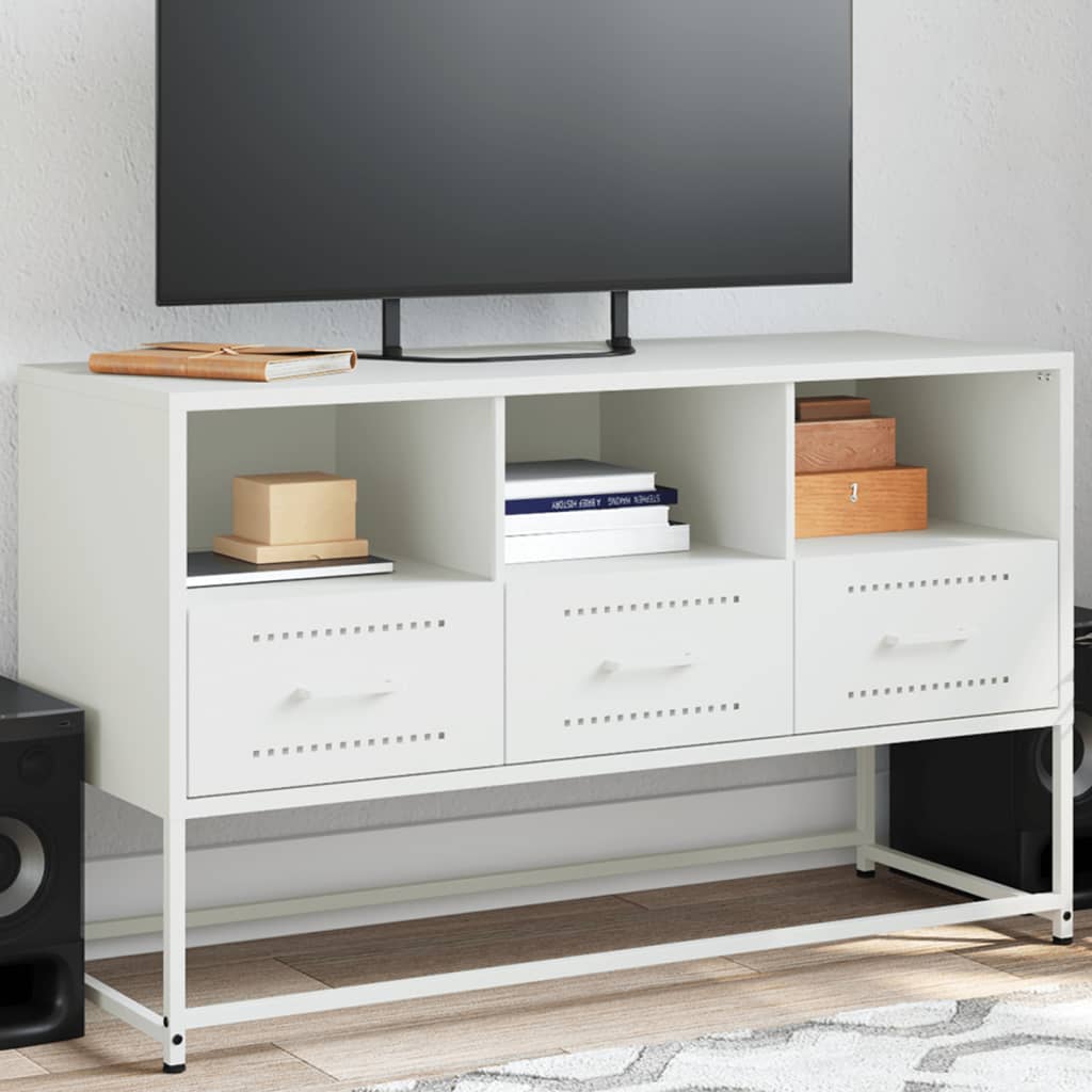 vidaXL Dulap TV, alb, 100,5x39x60,5 cm, oțel
