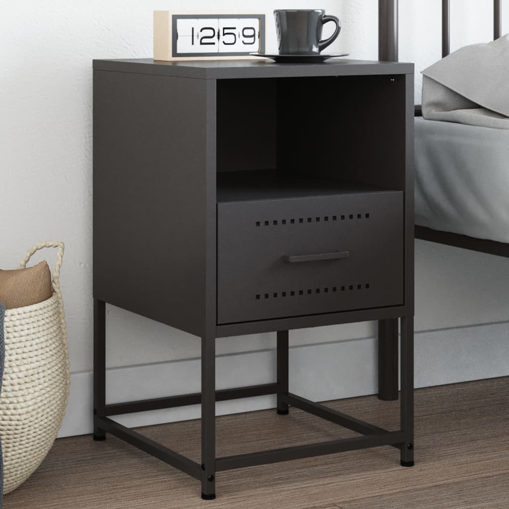 Photos - Storage Сabinet VidaXL Bedside Cabinet Black 36x39x60.5 cm Steel 