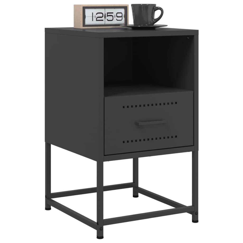 vidaXL 2 db fekete acél éjjeliszekrény 36x39x60,5 cm