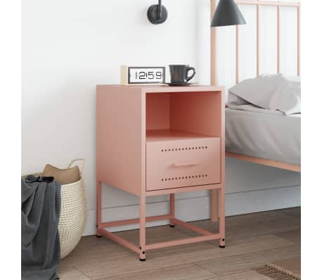 vidaXL Κομοδίνο Ροζ 36x39x60,5 εκ. από Χάλυβα