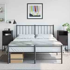 Nočna omarica 2 kosa črna 36x39x78 cm jeklo