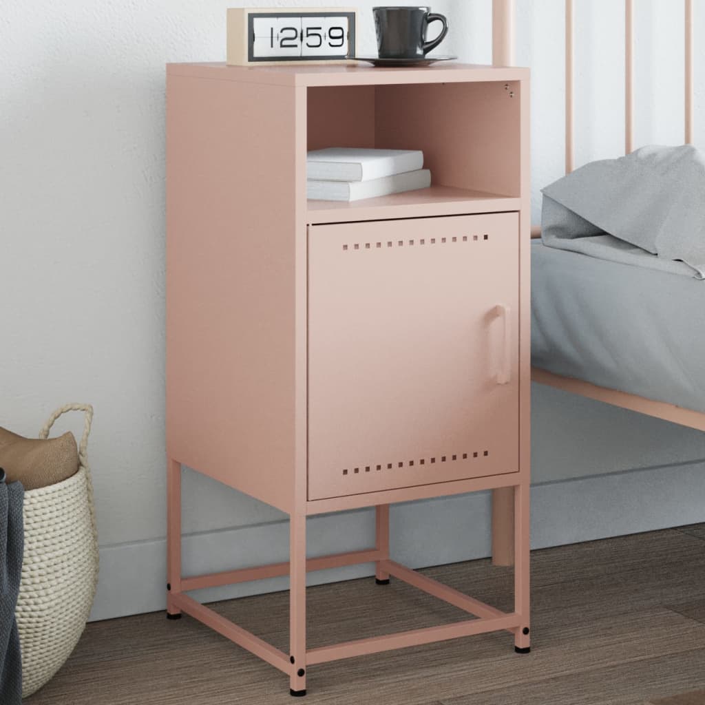 Photos - Storage Сabinet VidaXL Bedside Cabinet Pink 36x39x78 cm Steel 