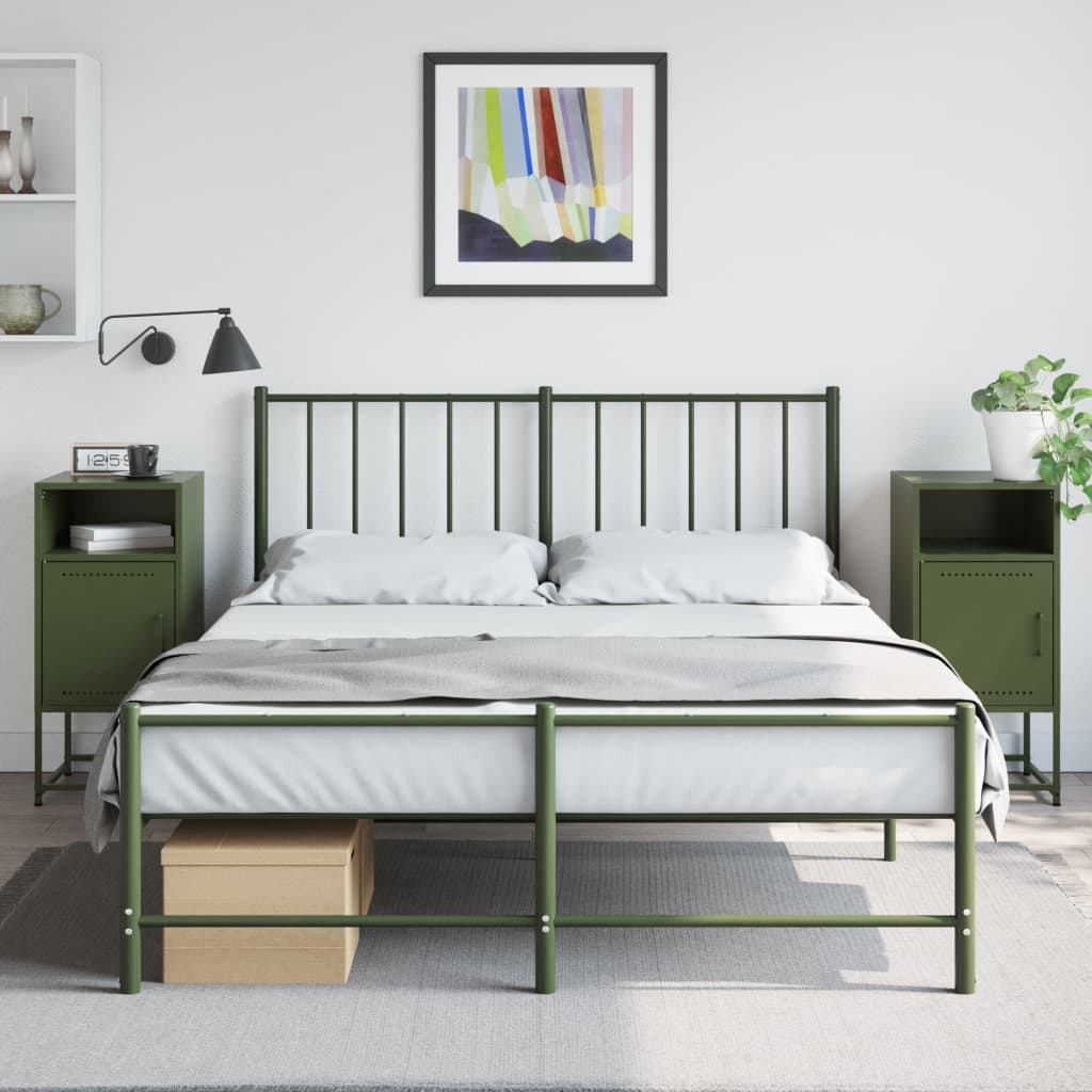 Photos - Storage Сabinet VidaXL Bedside Cabinets 2 pcs Olive Green 36x39x78 cm Steel 