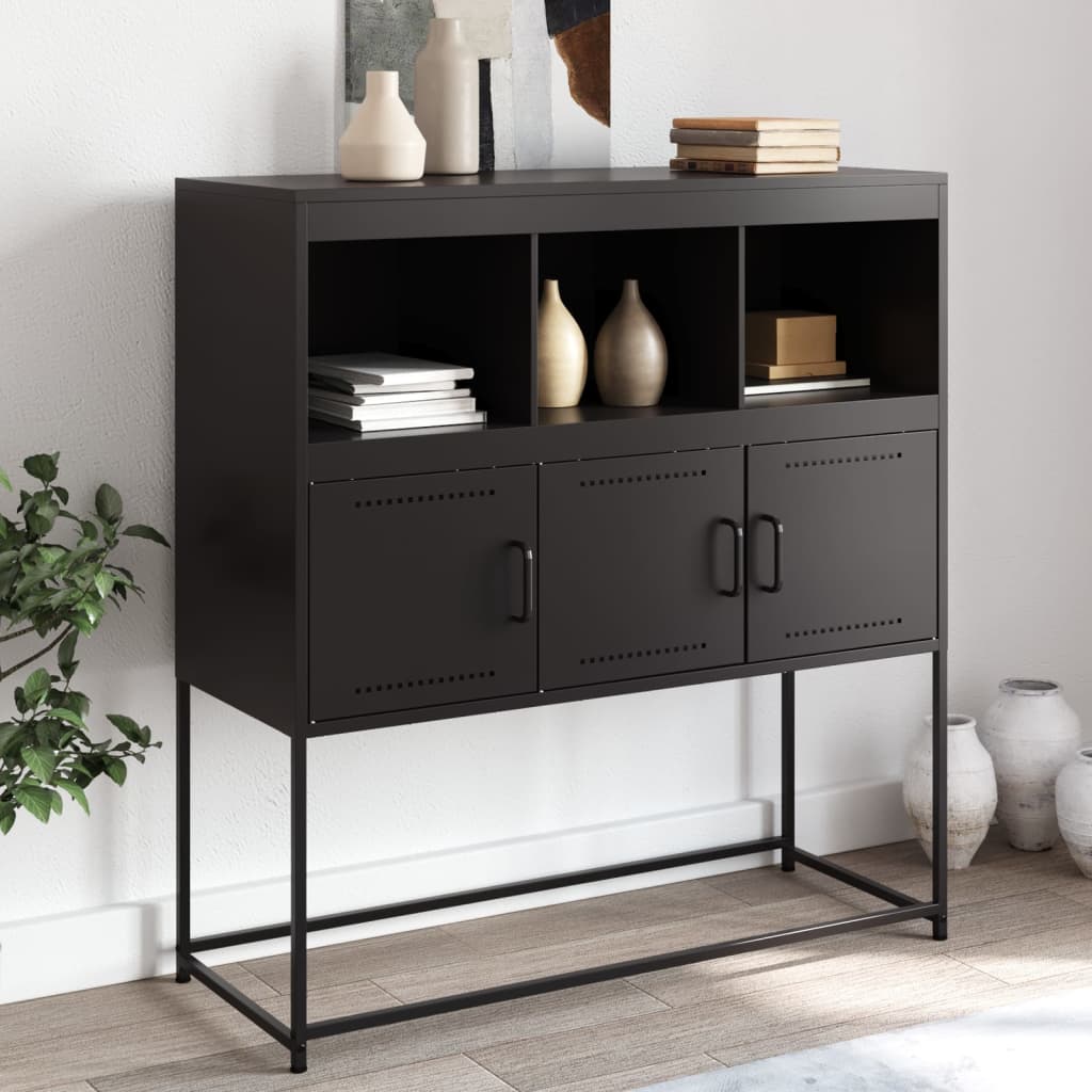 Sideboard Schwarz 100,5x39x107 cm Kaltgewalzter Stahl