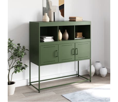 vidaXL Szafka, oliwkowa, 100,5x39x107 cm, stal