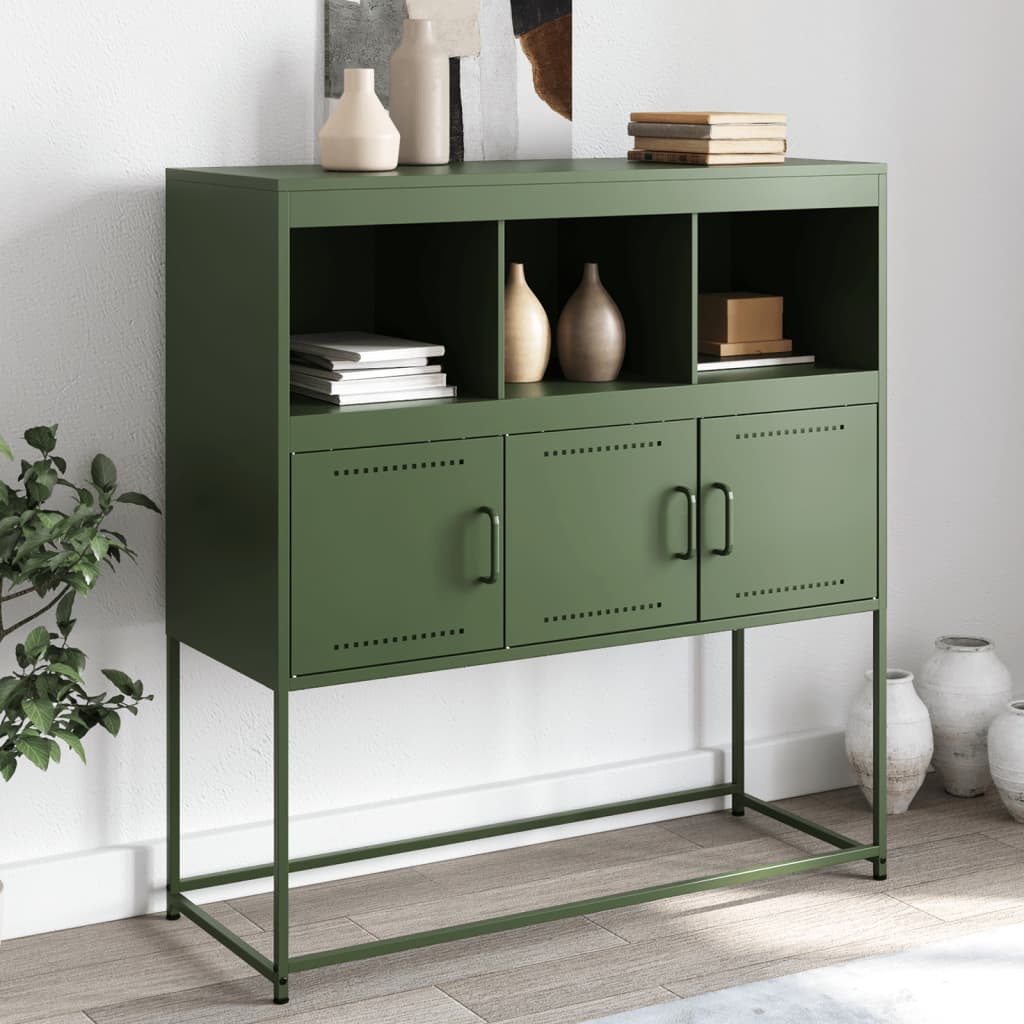 Sideboard Olivgrün 100,5x39x107 cm Kaltgewalzter Stahl