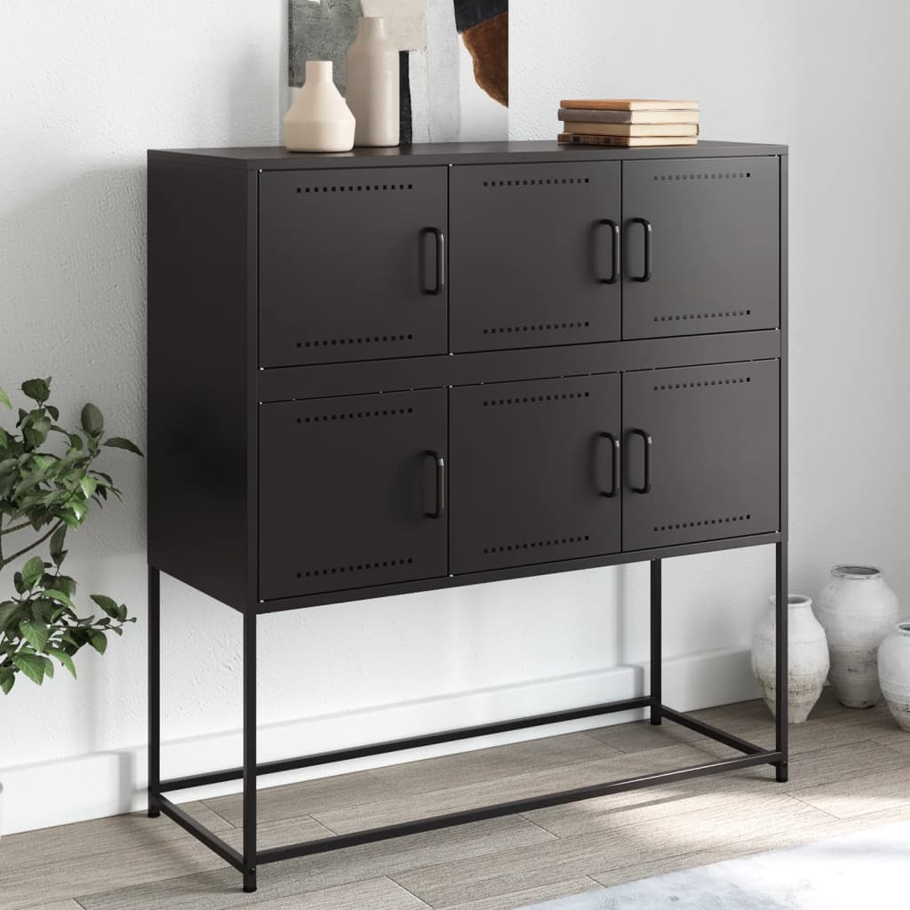 vidaXL Sideboard Schwarz 100,5x39x107 cm Stahl