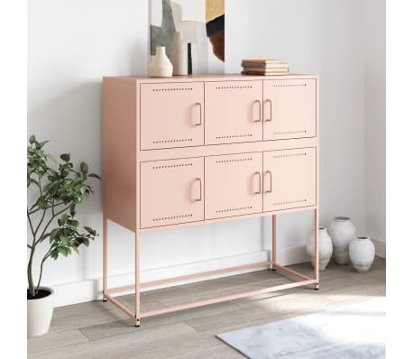 vidaXL Buffet rose 100,5x39x107 cm acier