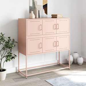 vidaXL Buffet rose 100,5x39x107 cm acier