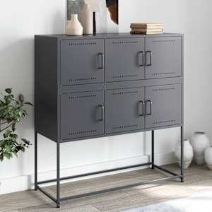 Komoda antracitna 100,5x39x107 cm jeklo