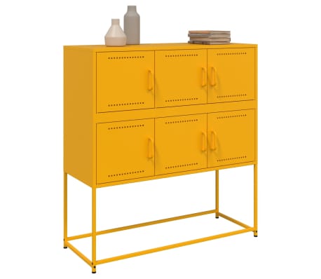 vidaXL Credenza Giallo Senape 100,5x39x107 cm in Acciaio, Giallo vidaXL Credenza Giallo Senape 100,5x39x107 cm in Acciaio