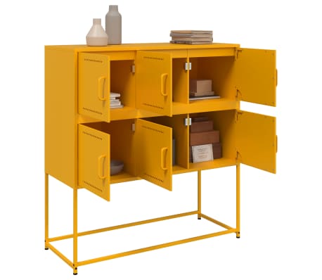 vidaXL Credenza Giallo Senape 100,5x39x107 cm in Acciaio, Giallo vidaXL Credenza Giallo Senape 100,5x39x107 cm in Acciaio