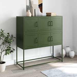 vidaXL Dressoir 100,5x39x107 cm staal olijfgroen