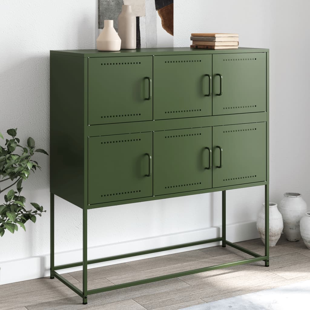 vidaXL Sideboard Olivgrün 100,5x39x107 cm Stahl