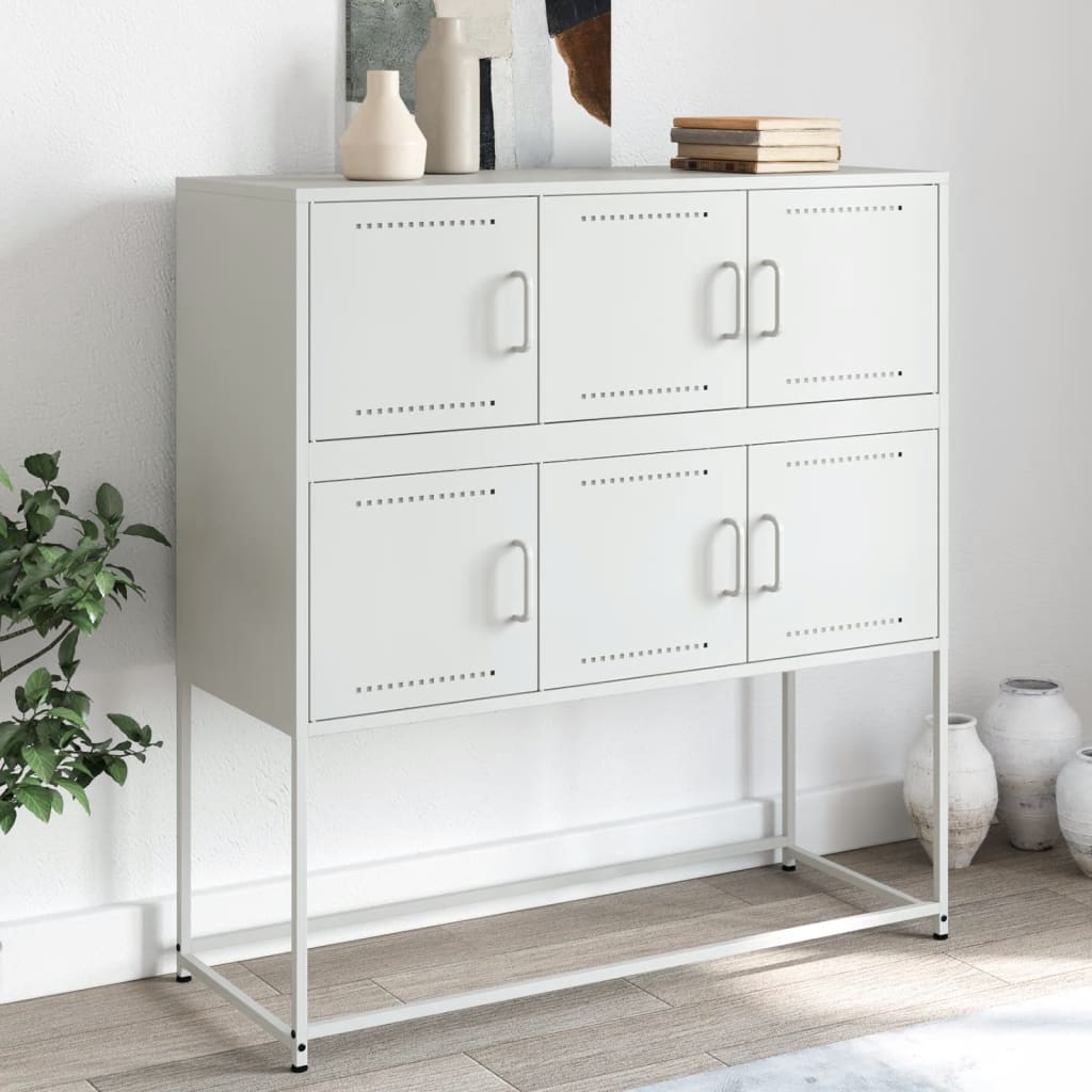 Sideboard Weiß 100,5x39x107 cm Kaltgewalzter Stahl