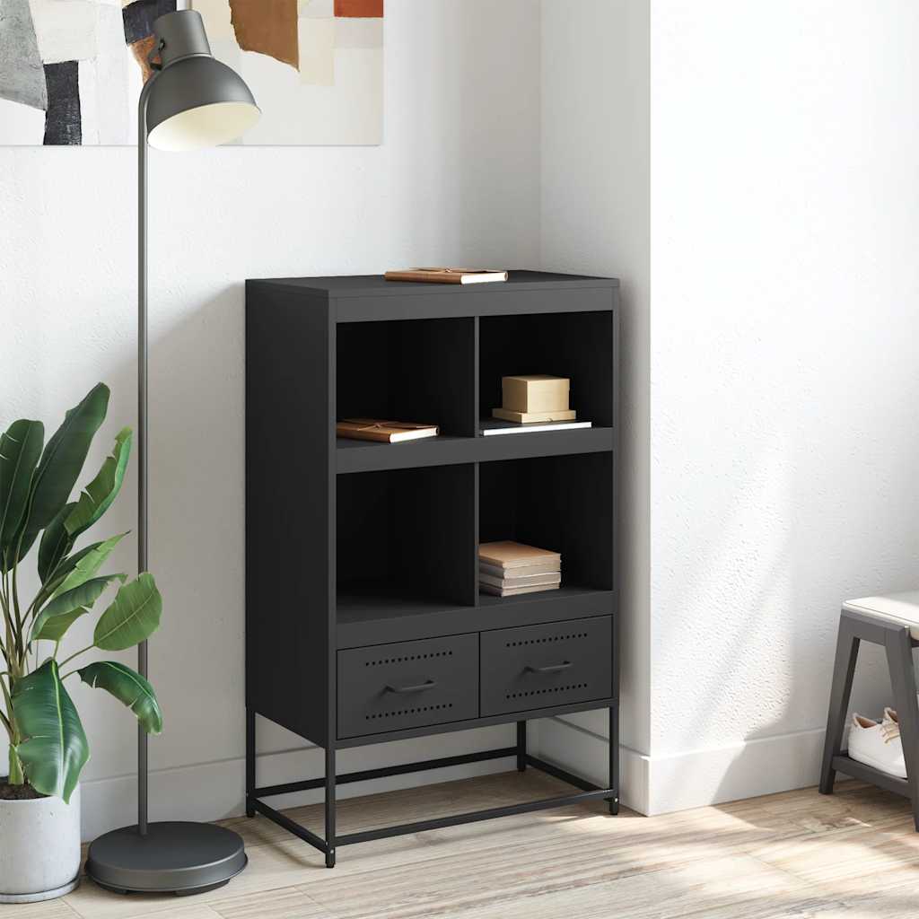 vidaXL Hoge kast 68x39x111,5 cm staal zwart afbeelding
