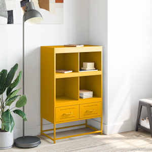 Skříň highboard hořčicově žlutá 68x39x111,5 cm ocel - obrázek 3
