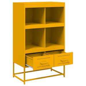 Skříň highboard hořčicově žlutá 68x39x111,5 cm ocel - obrázek 8