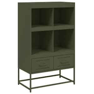 Skříň highboard olivově zelená 68 x 39 x 111,5 cm ocel - obrázek 2