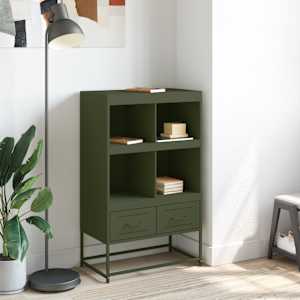 Skříň highboard olivově zelená 68 x 39 x 111,5 cm ocel - obrázek 3