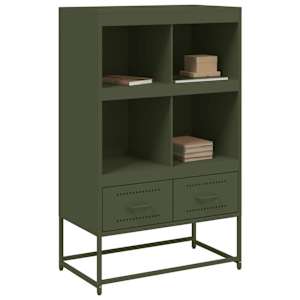 Skříň highboard olivově zelená 68 x 39 x 111,5 cm ocel - obrázek 7