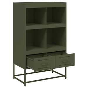 Skříň highboard olivově zelená 68 x 39 x 111,5 cm ocel - obrázek 8