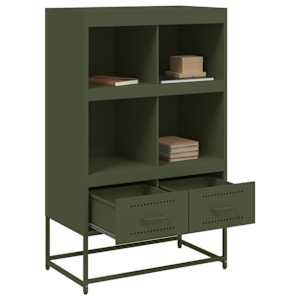 Skříň highboard olivově zelená 68 x 39 x 111,5 cm ocel - obrázek 9