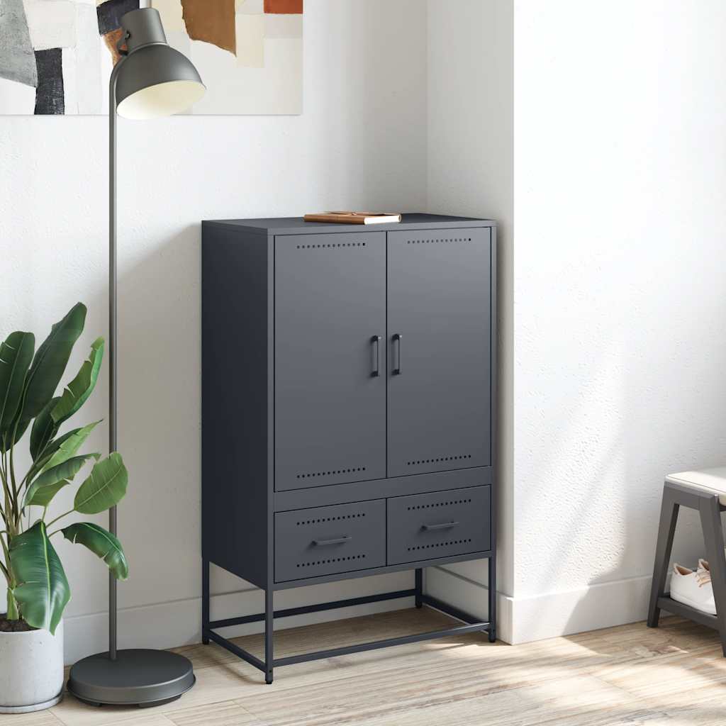 vidaXL Hoge kast 68x39x111,5 cm staal antracietkleurig afbeelding
