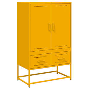 Skříň highboard hořčicově žlutá 68x39x111,5 cm ocel - obrázek 2