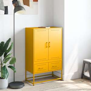 Skříň highboard hořčicově žlutá 68x39x111,5 cm ocel - obrázek 3