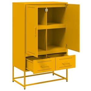 Skříň highboard hořčicově žlutá 68x39x111,5 cm ocel - obrázek 7