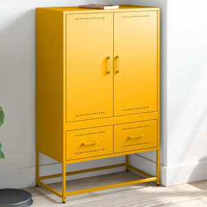 Skříň highboard hořčicově žlutá 68x39x111,5 cm ocel - obrázek 1