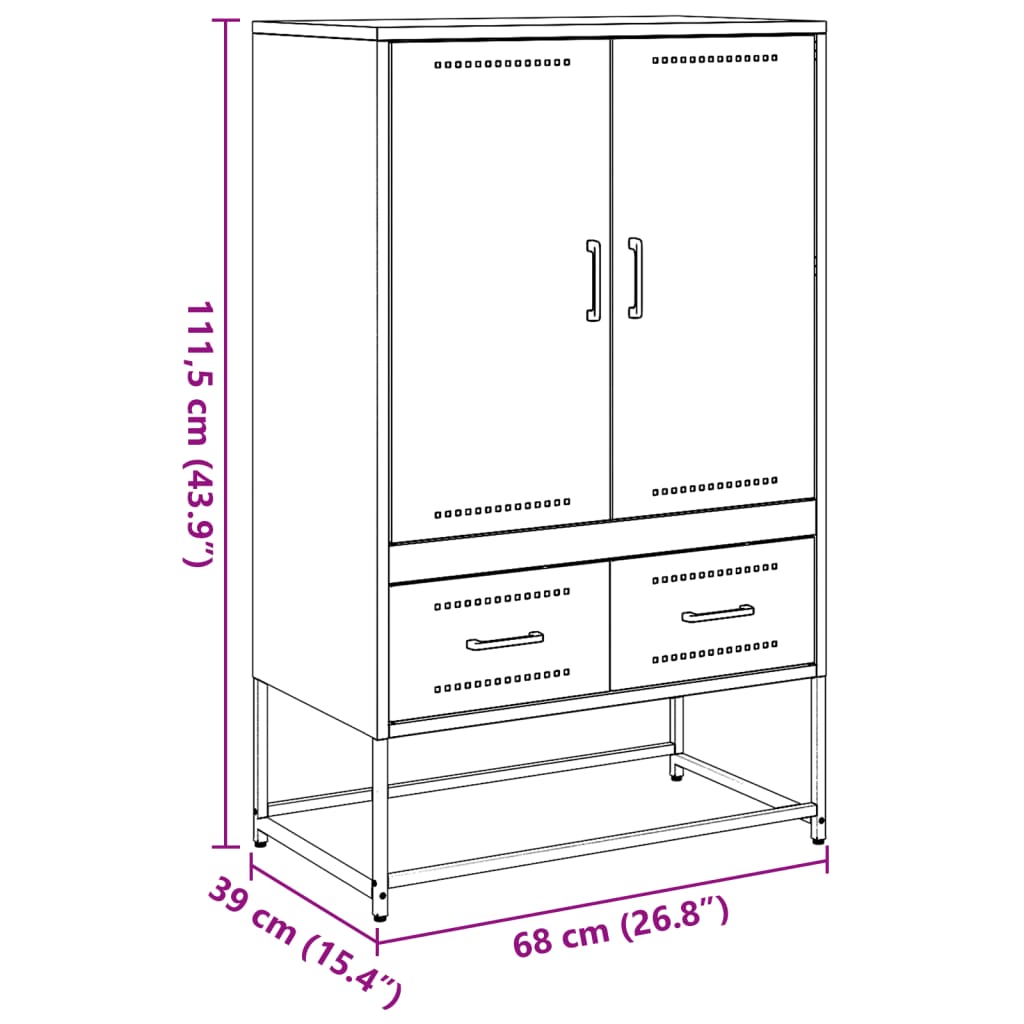 Szafka, biała, 68x39x111,5 cm, stal walcowana na zimno