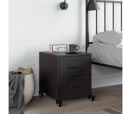 vidaXL Table de chevet noir 36x39x43,5 cm acier