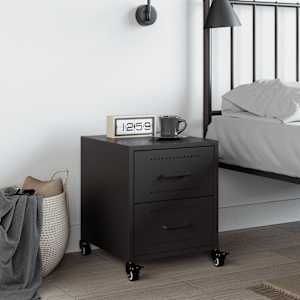 vidaXL Table de chevet noir 36x39x43,5 cm acier