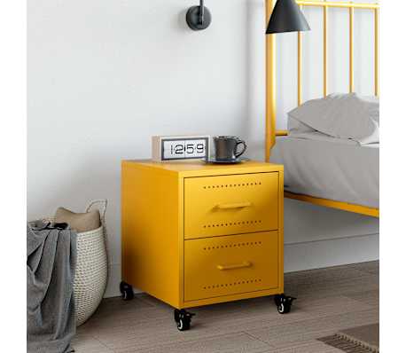 vidaXL Comodino Giallo Senape 36x39x43,5 cm in Acciaio