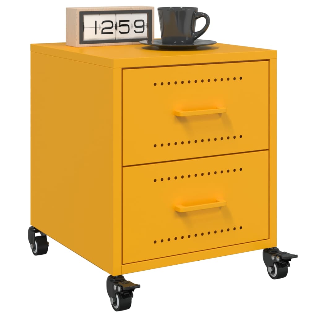 Photos - Storage Сabinet VidaXL Bedside Cabinets 2 pcs Mustard Yellow 36x39x43.5 cm Steel 