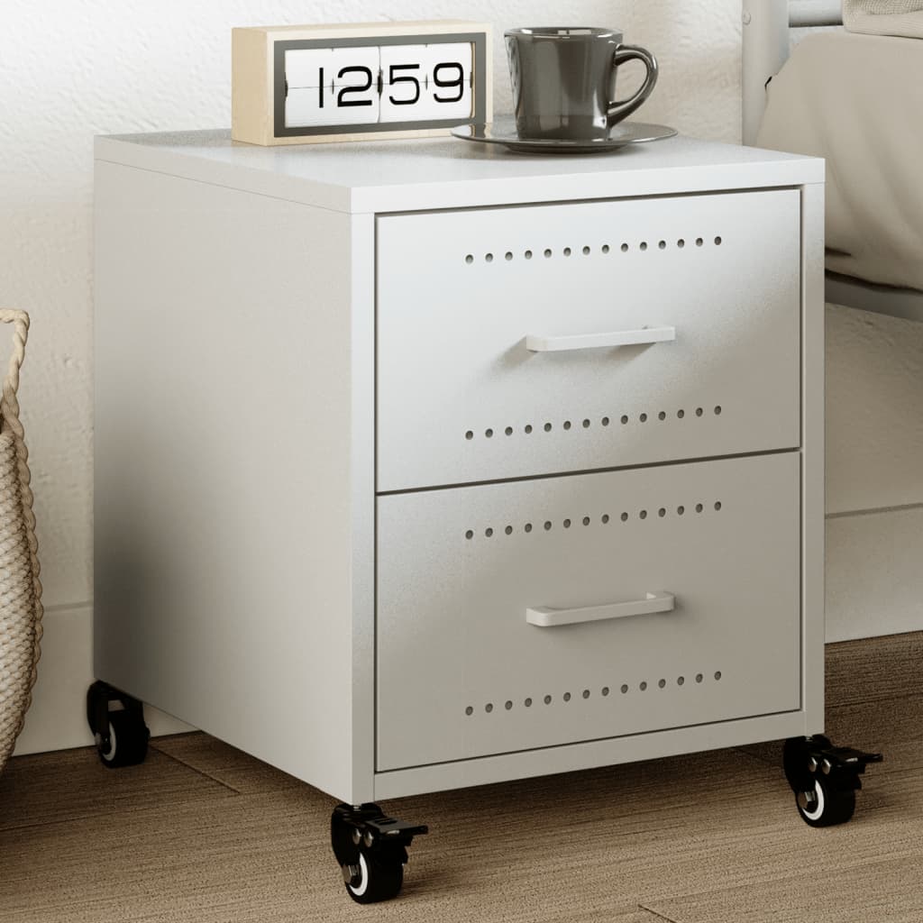 Photos - Storage Сabinet VidaXL Bedside Cabinet White 36x39x43.5 cm Steel 