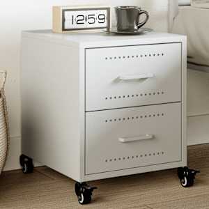 Nočna omarica bela 36x39x43,5 cm jeklo