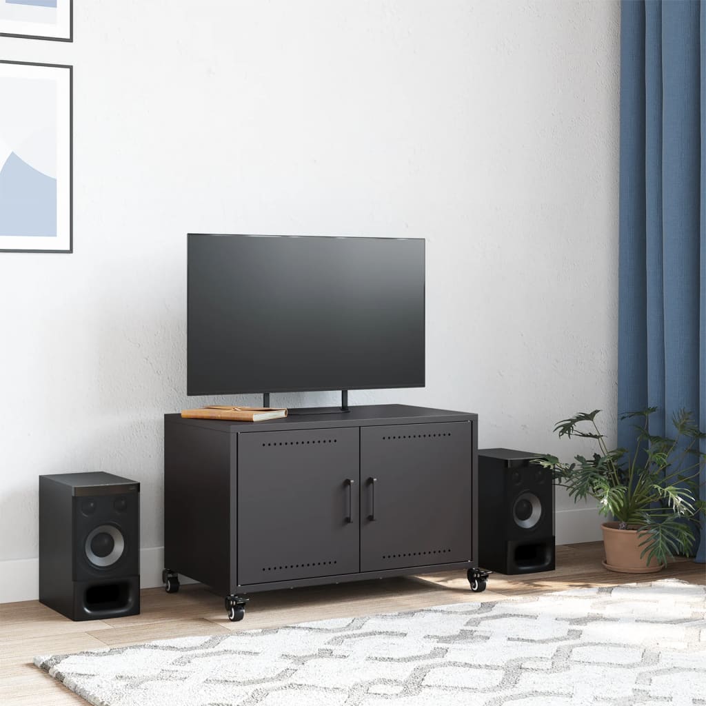 vidaXL Tv-meubel 68x39x43,5 cm staal zwart afbeelding