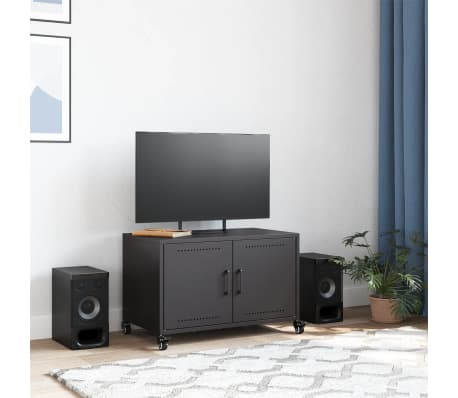 vidaXL TV-Schrank Schwarz 68x39x43,5 cm Stahl