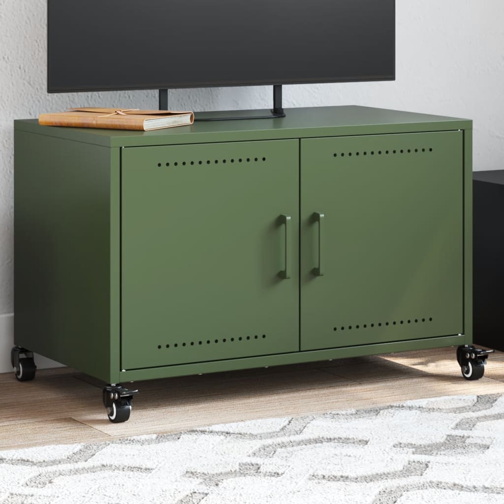vidaXL Dulap TV, verde măsliniu, 68x39x43,5 cm, oțel laminat la rece