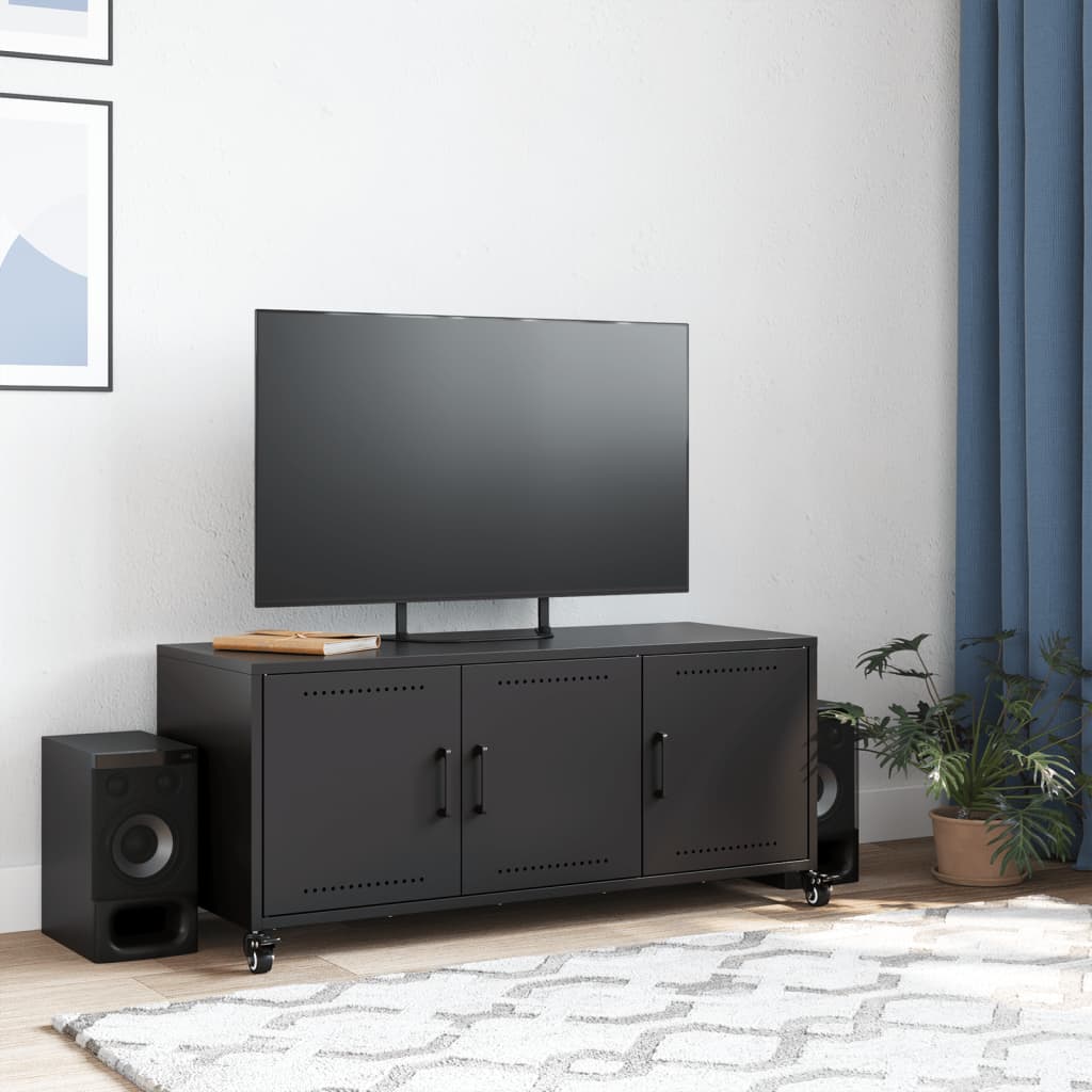vidaXL TV skrinka čierna 100,5x39x43,5 cm oceľ
