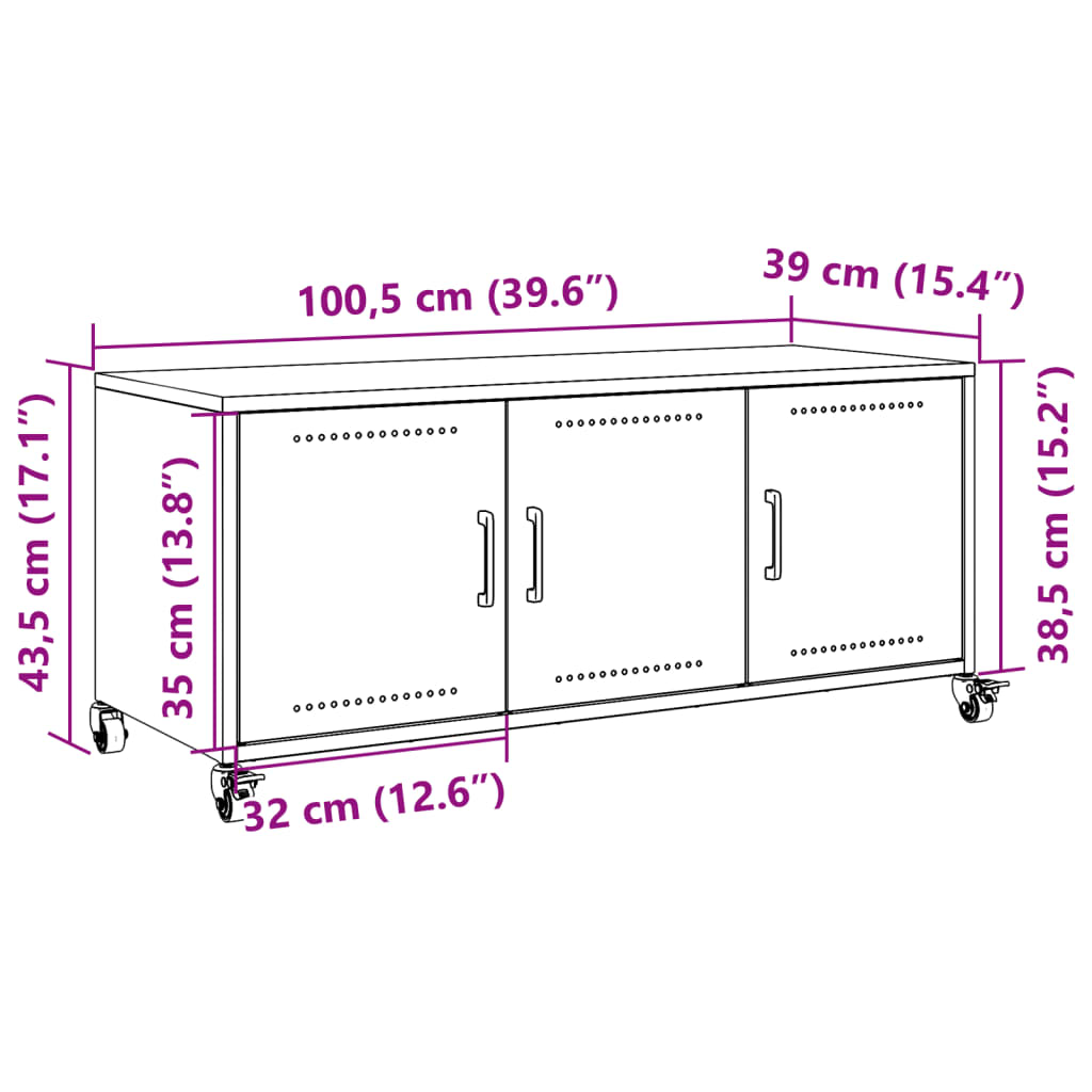 TV skříňka hořčicově žlutá 100,5 x 39 x 43,5 cm ocel - obrázek 14